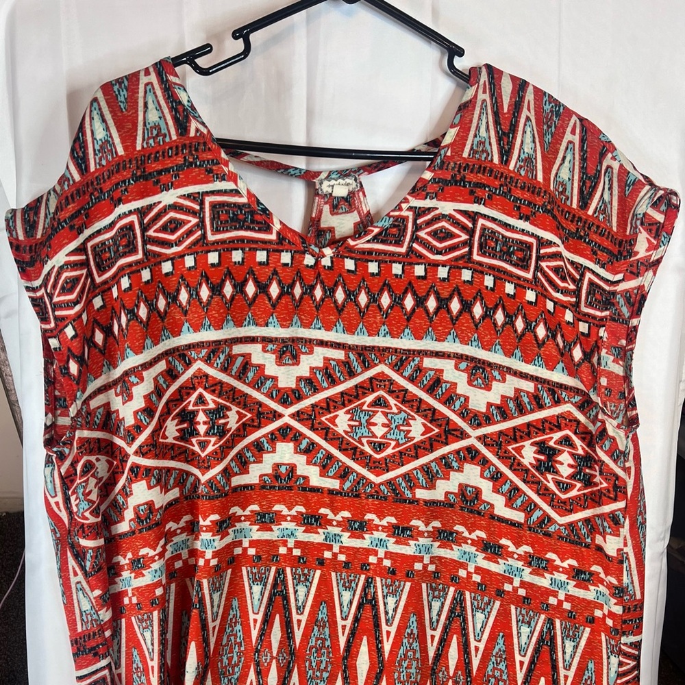 Eyeshadow Women top Tunic plus size 1X Rusty Bohemian Relaxed Oversized‎ Up-down